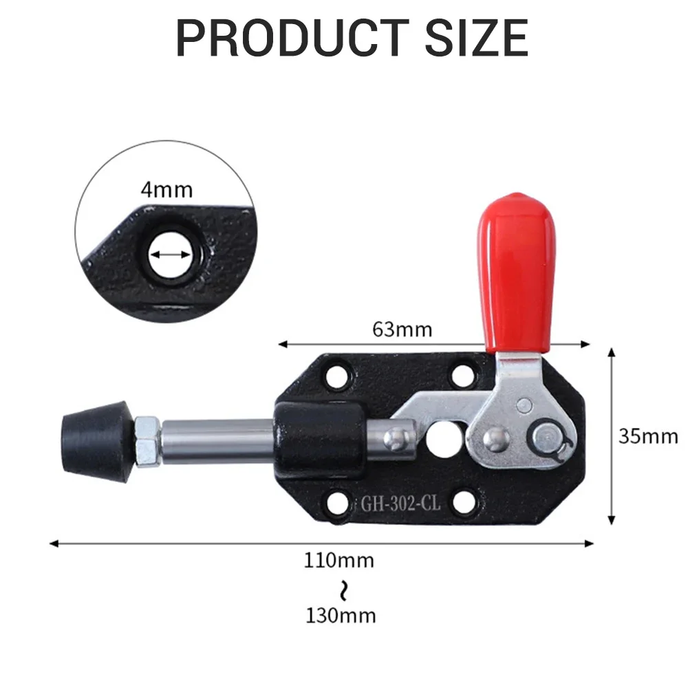 GH-302-CL CH-302-CR with 82kg Holding Capacity and 20mm Plunger Stroke for Secure Clamping Quick Release Push-Pull Toggle Clamp