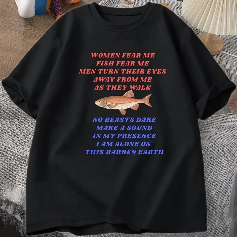 Camiseta Fear Me Fish Fear Me para mujer camiseta de pesca Meme camisetas de pesca divertidas y extrañas Camiseta estampada