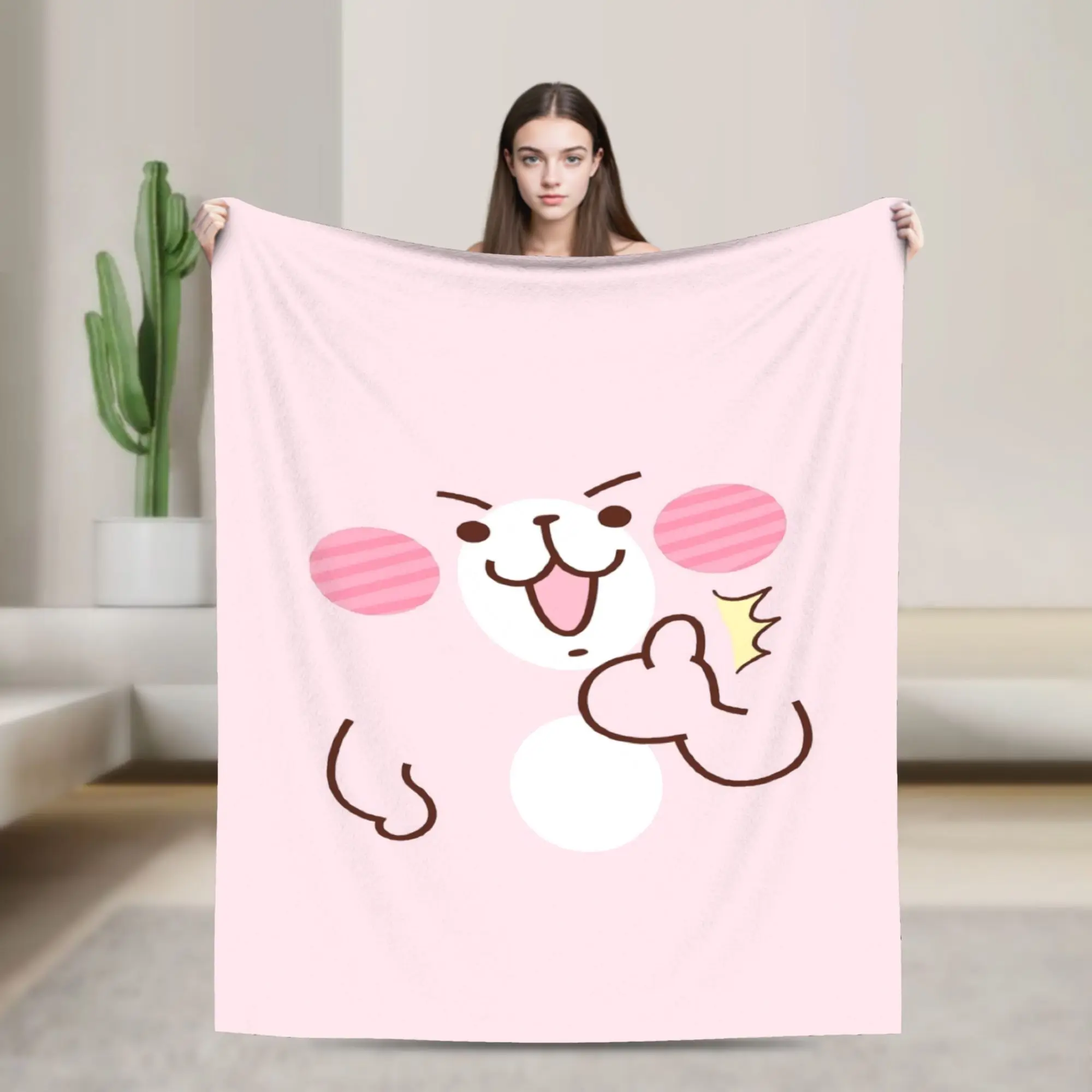 Kanahei's Small Animals Usagi Piske Blanket Quality Warm  Throw Blanket Winter Decorative Bedroom Print Bedspread