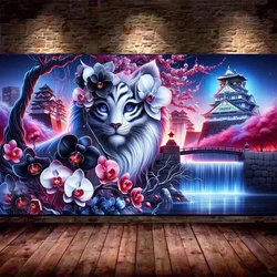 DIY 5D Diamond Painting mythological scene  four powerful white unicorns New 2024 Full Mosaic Diamond Embroidery Sale Large Size