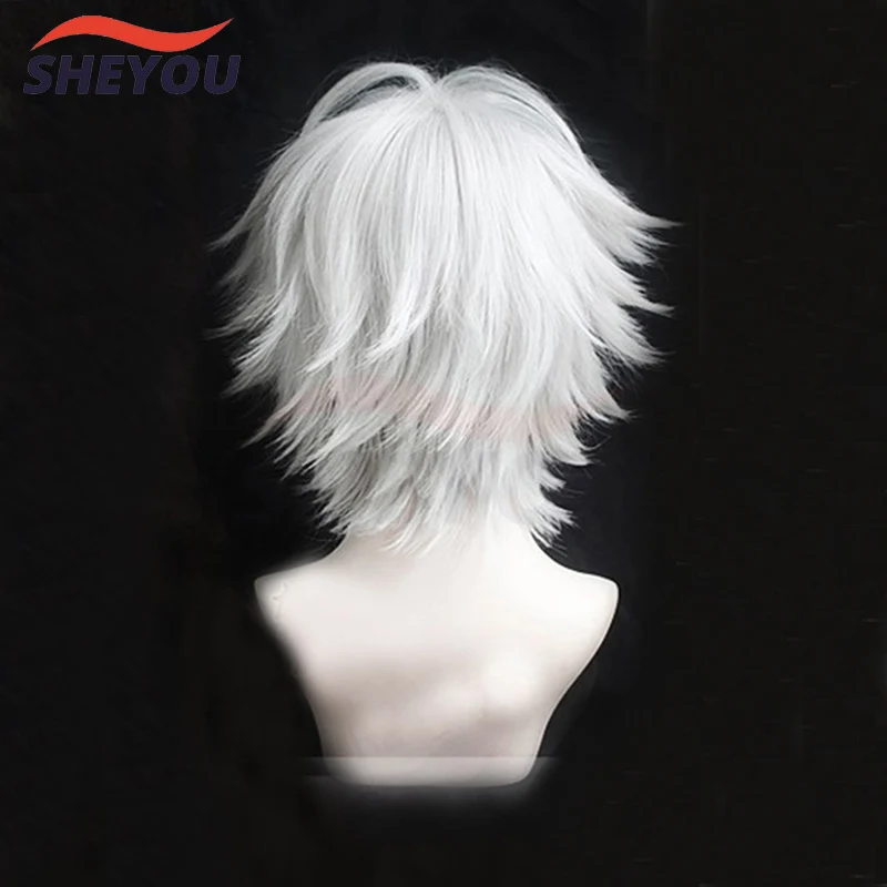 Division Rap Battle Hypnosis MIC Aohitsugi Samatoki Short Silver White Wig Heat Resistant Synthetic Hair Cosplay Wigs + Wig Cap