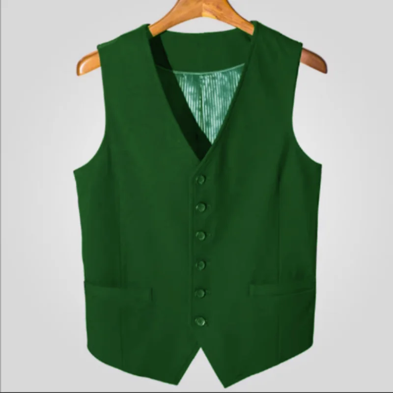 Men's Suit Vest Casual Business Solid Color Single Breasted Sleeveless V Neck Jacket Gilete Men's Formal Dress