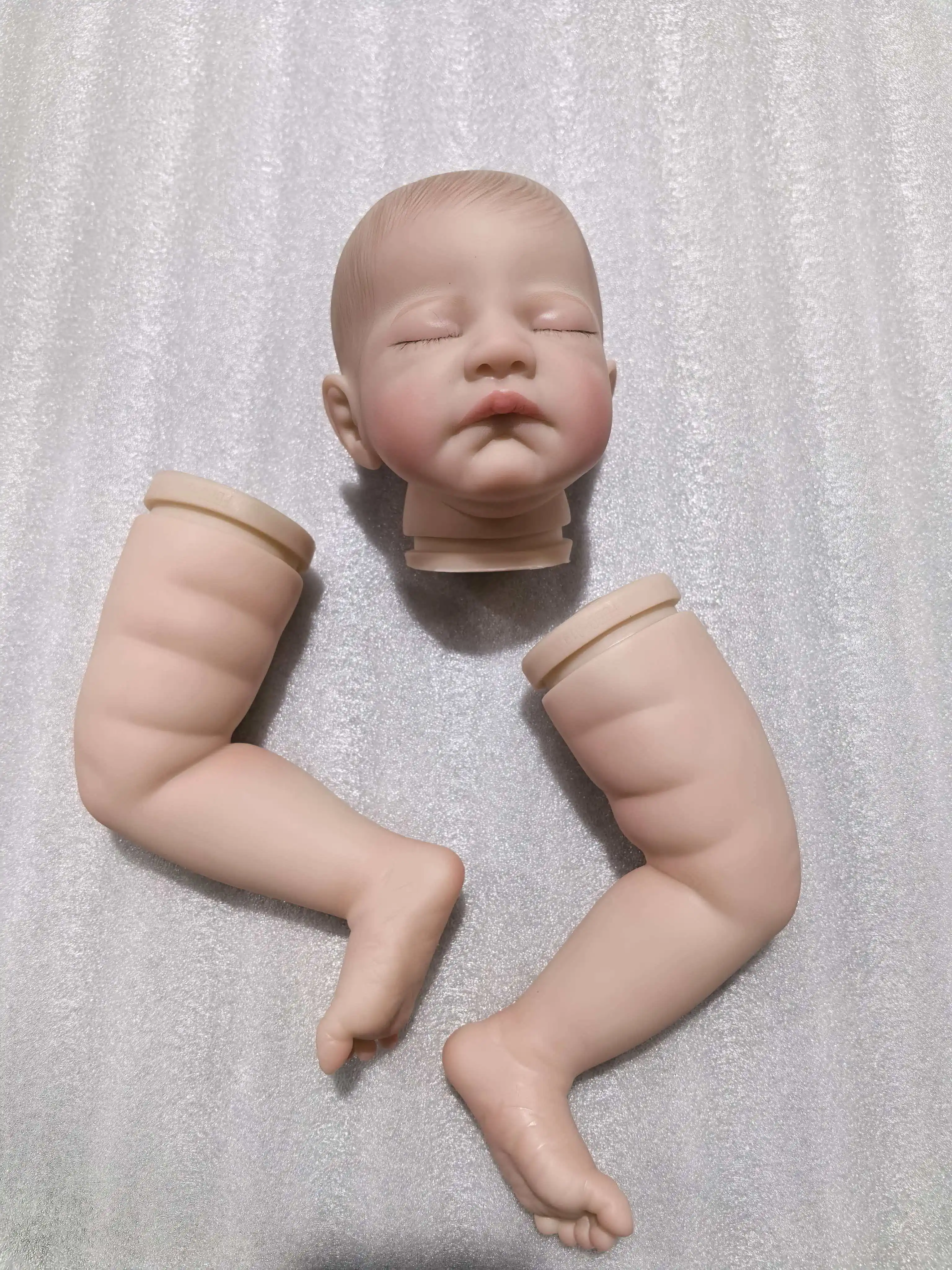 NPK 20inch Already Painted Reborn Doll Parts August Sleeping Baby 3D Painting with Visible Veins Cloth Body Included