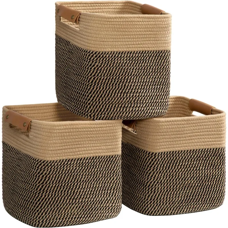 3-Pack Cotton Rope Baskets for Storage, Cube Storage Cubes Toys, 11