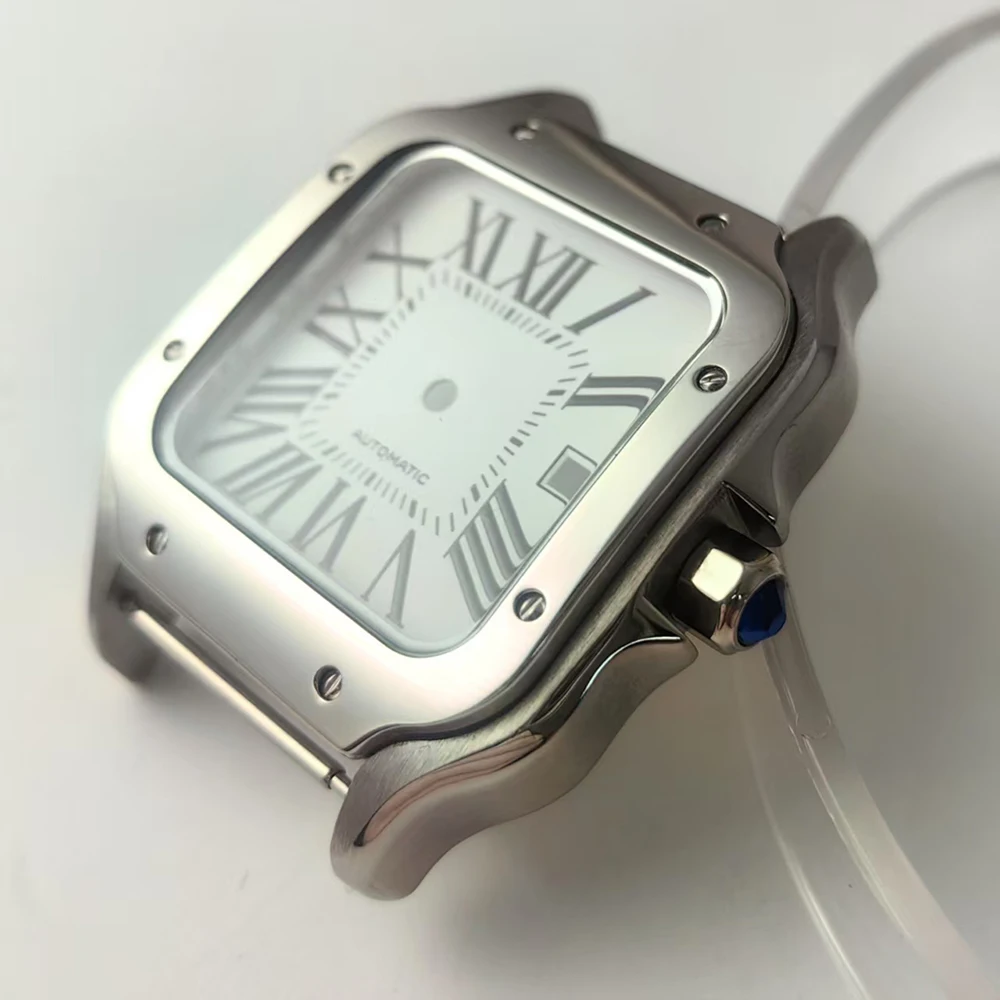 38 مللي متر الذهب مربع حالة الأبيض مربع الهاتفي ل 316L الصلب ساعة NH36 أجزاء الحركة الأوتوماتيكية إصلاح وتعديل