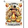 Happy Thanksgiving Turkey Garden Flag 12x18 Inch Vertical Double Sided Fall Flowers Harvest Small Flags Farmhouse Outside De llz