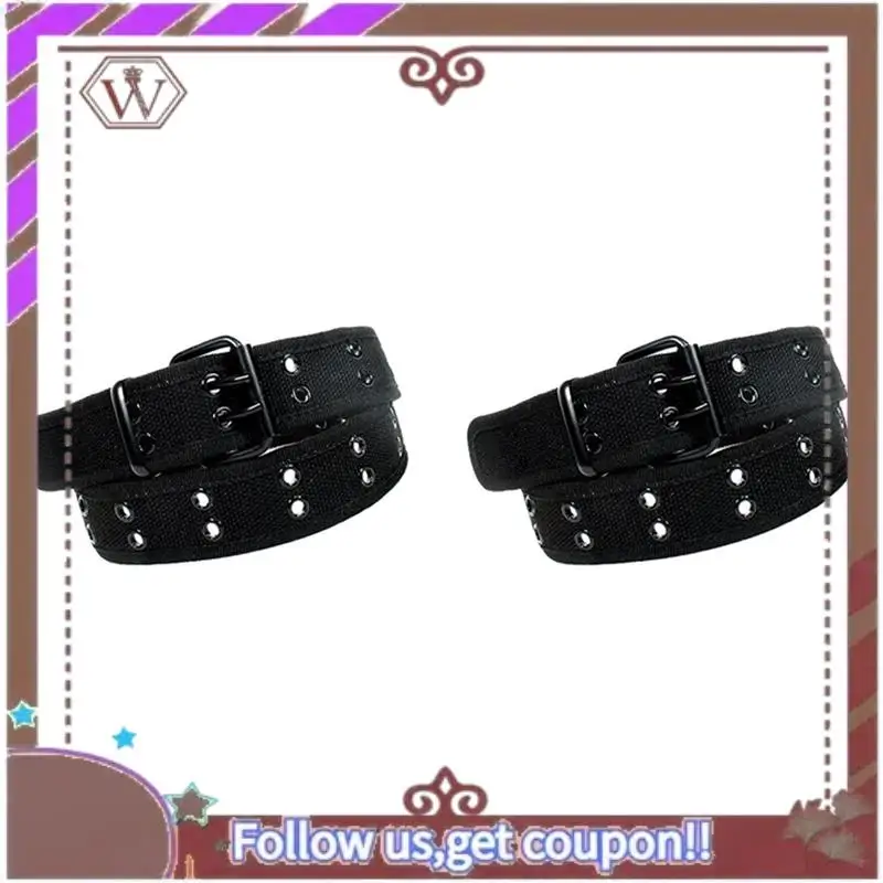 

A95D-2X Новый парусиновый веб-ремень с двумя отверстиями, черная металлическая роликовая пряжка для мужчин и женщин, черный