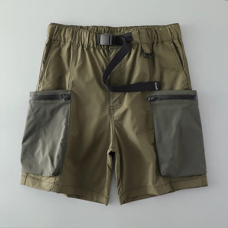 HKSH American Safari Style Quick-Dry Men  Shorts Spring Summer New Simple Multi Pockets Loose Fit Punk Capris Streetwear HK25055