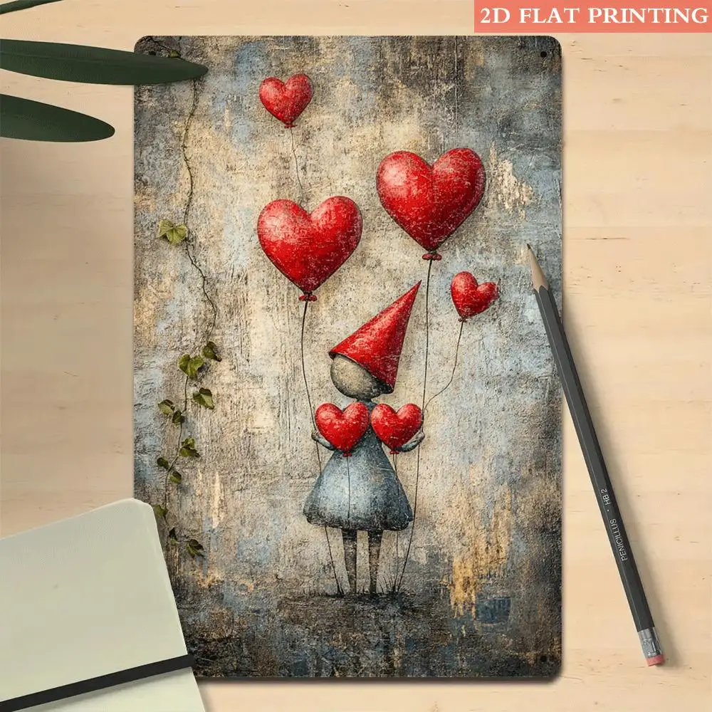 

Dwarf Heart Metal Wall Sign 8"x12" Romantic Rustic Decor Vintage Iron Art Gift for Living Room Bedroom