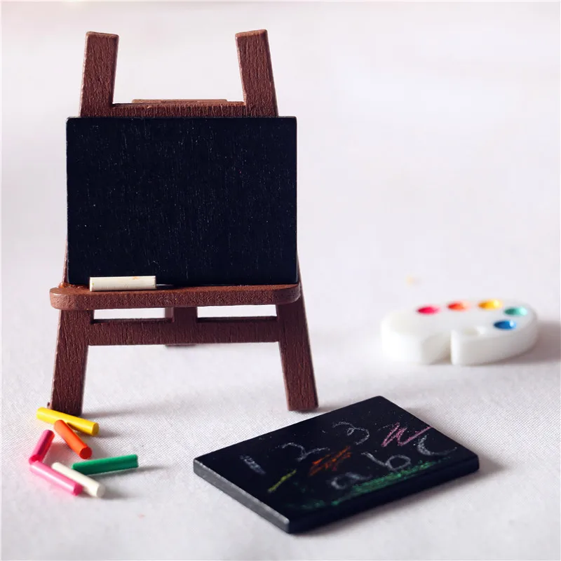 1 Set Small Blackboard Doll house Mini Blackboard Chalk Micro Landscape Decoration Toy Model DIY Children's Ornament Toys Home