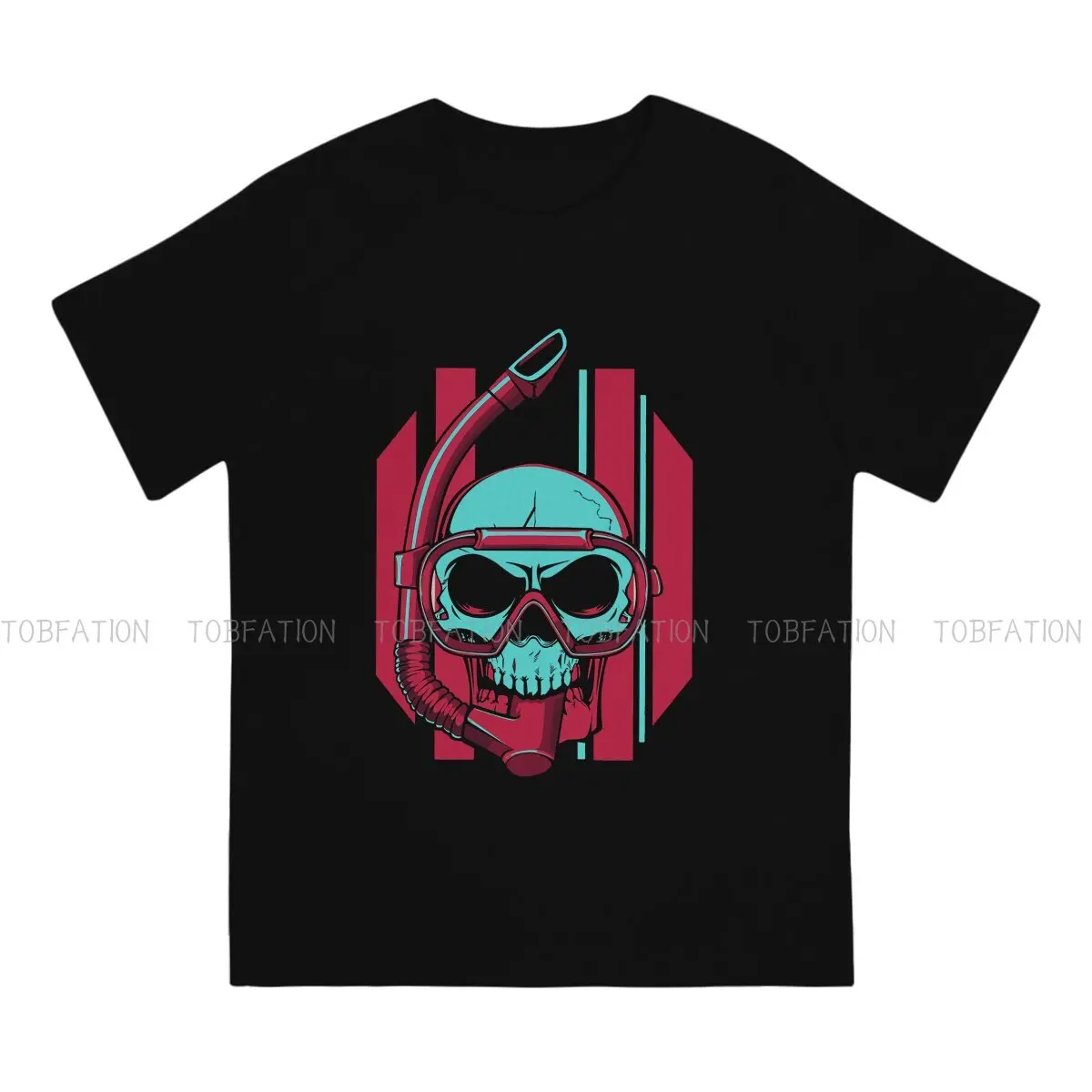 Creepy Aqualunger Diving Swimming Ocean Scuba Skull Dive Diver Tshirt Black Punk T shirt Streetwear Homme Pure Cotton Tees Tops