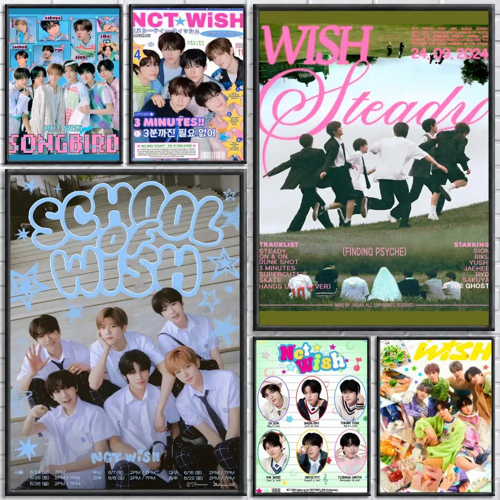 Idol NCT WISH Poster Poster Wall Sticker Waterproof Self Adhesive HD Art  Bedroom Bar Decor