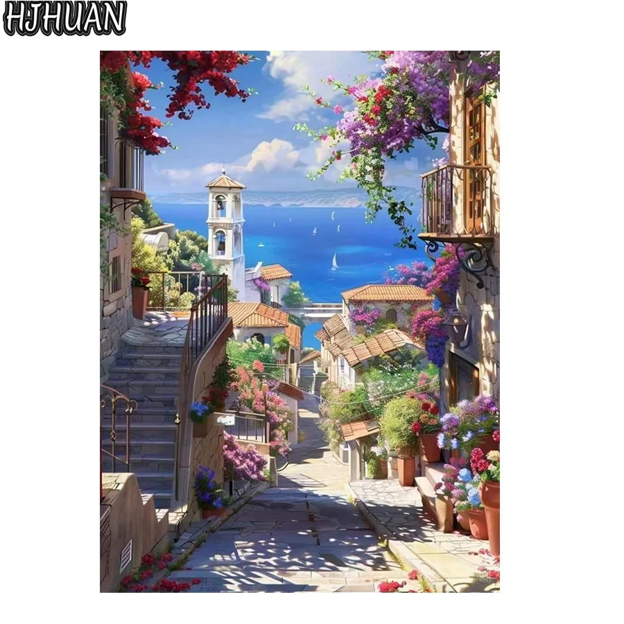

DIY полная алмазная живопись Дом морского пейзажа Мозаика вышивка крестиком Мозаика Алмазная вышивка крестиком украшение дома настенная паста