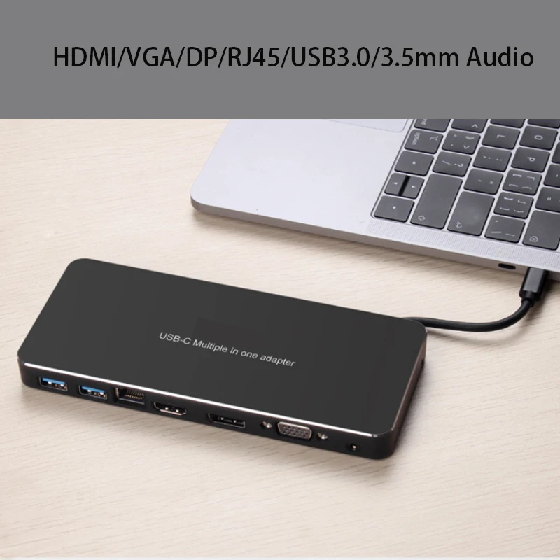 Multi-function dock station Splitter Extender USB HUB sharing switch 4K Type-C To HDMI-compatible/VGA Adapter Audio Transmitter