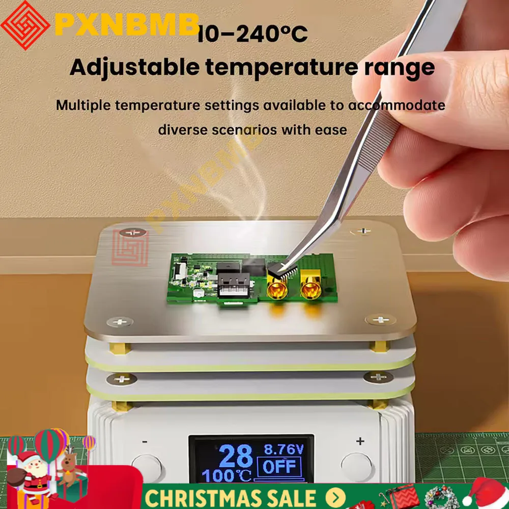 

PD65W 20V 240°C Adjustable Constant Temperature Heating Pad PCB Surface Mount Preheating Soldering Removal Type-C Interface