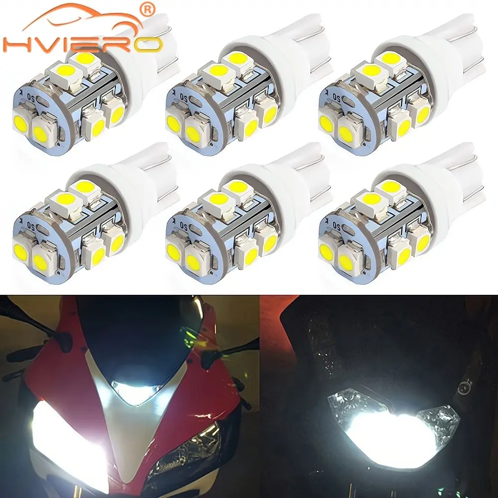 

6Pcs T10 3528 White Car Led Turn Signal License Plate Lights 12V Dome Interior Reading Lamps W5W 10SMD Wedge Dash Lamp Lighting