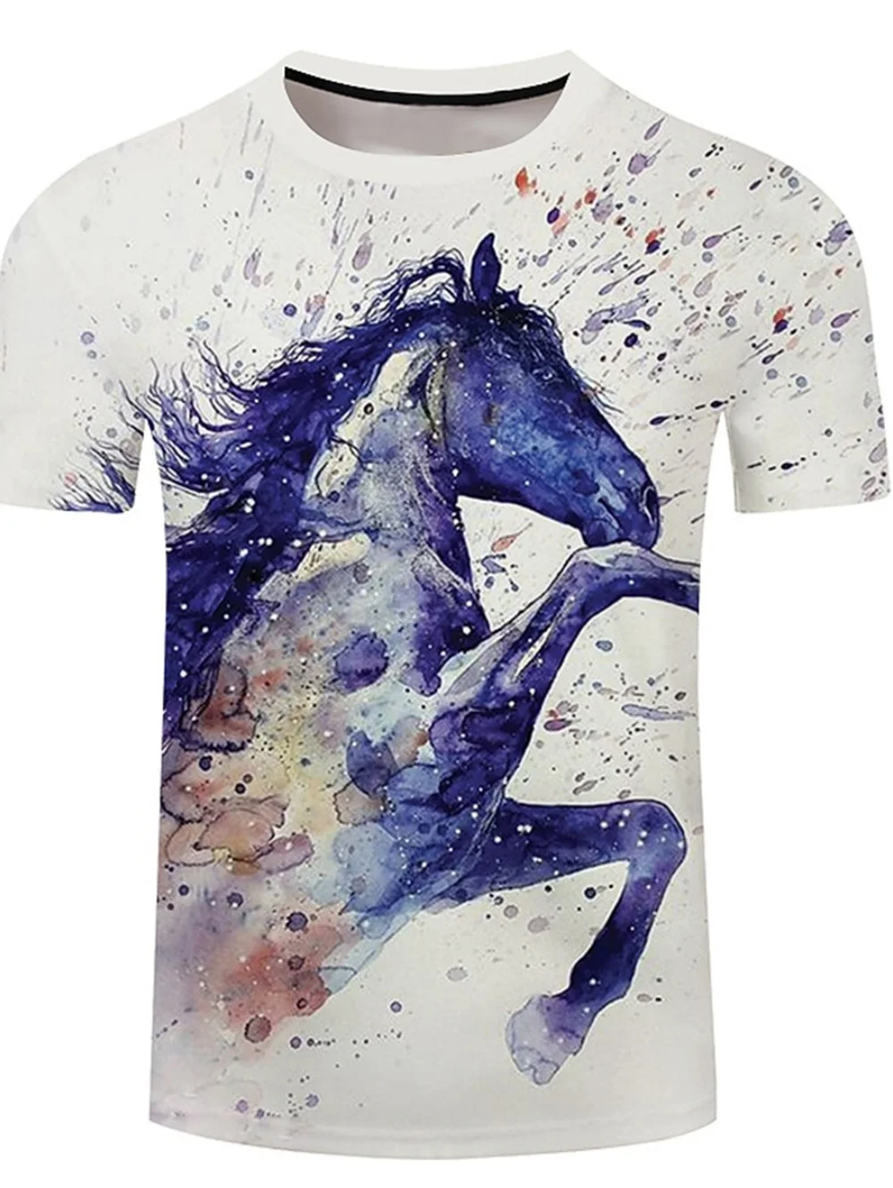

New 2026 Men's Clothing Cartoon Horse 3D Print Harajuku Round Neck Short Sleeve Tops Spring and Summer Casual Loose Y2k T-Shirt