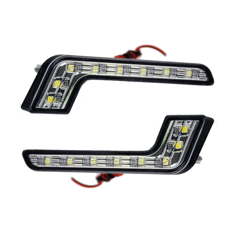 12V Car Daytime Running Lights 6000-6500K L Shape 8 LED DRL Fog Lamps Waterproof For Audi Mercedes-Benz BMW Sagitar Etc 2Pcs