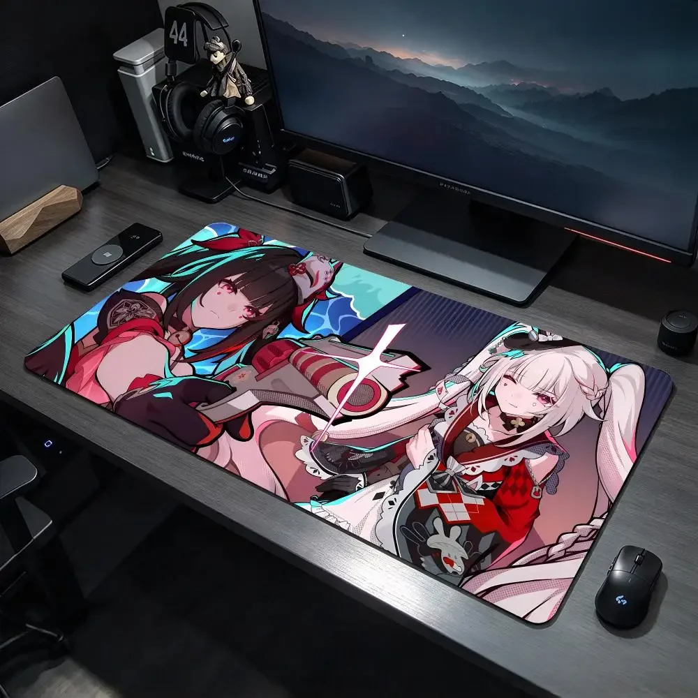 Sci Fi Game H-Honkai Star Rail Sparkle Mouse Pad Large Gaming Mousepad Desk Mat Non Slip Bottom Featuring Stitched Edges