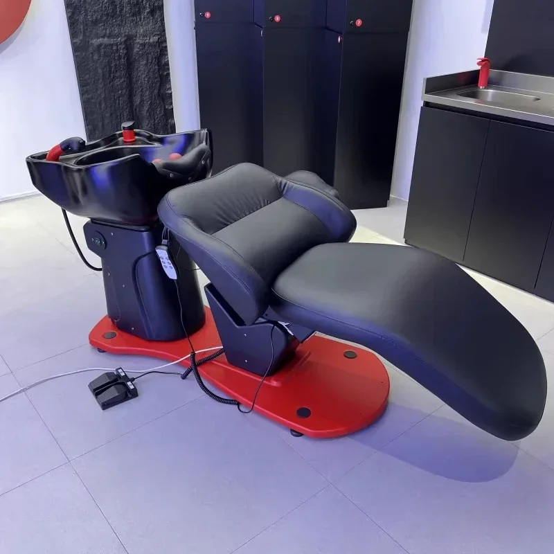 

Electric liftable barber shop shampoo bed hair salon special high-grade ceramic basin half lying flush bed