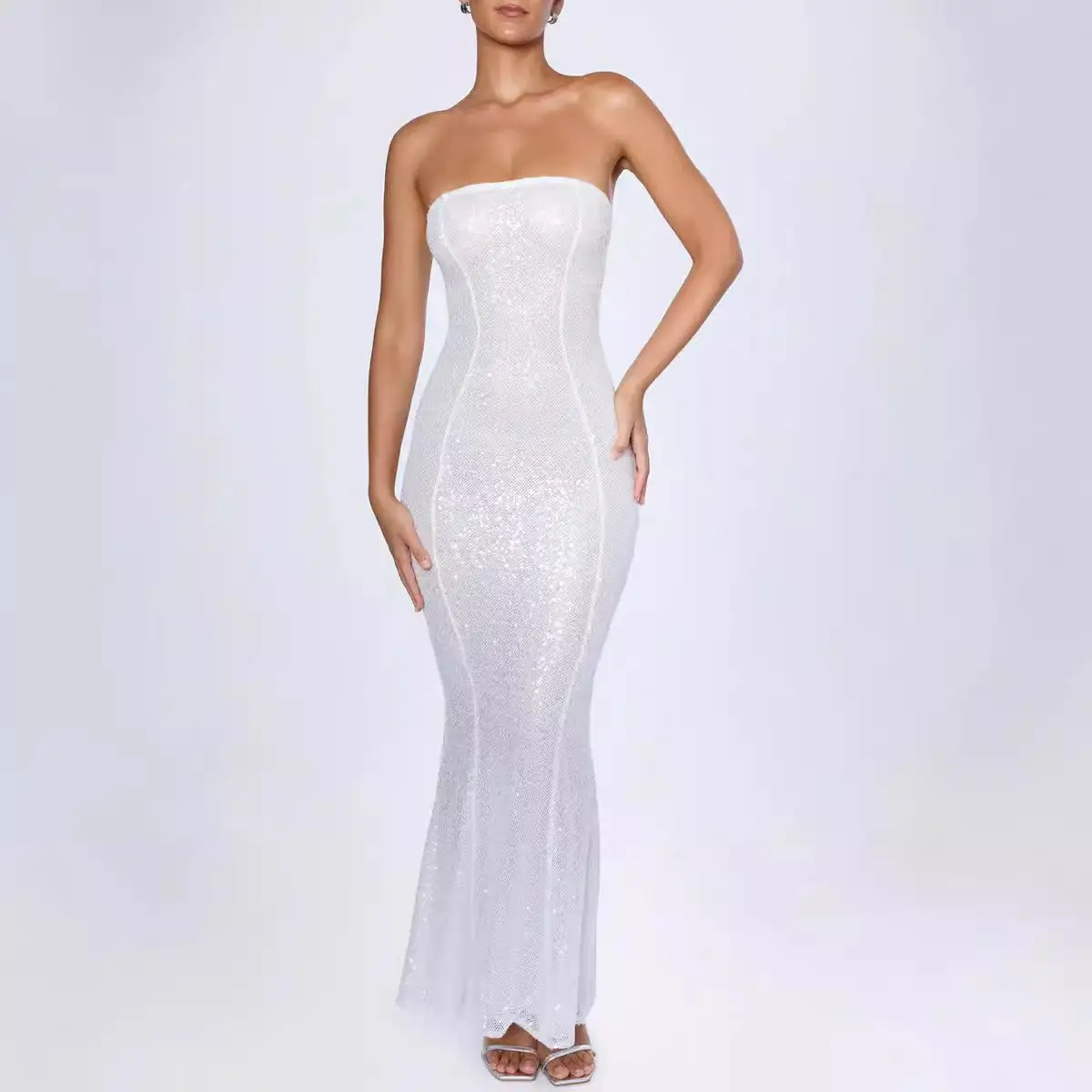 Faionable Svel Pure Color Waist-Cinching Bodycon Dr Women's New Sle Autumn Dr Ele Simple Aosphere