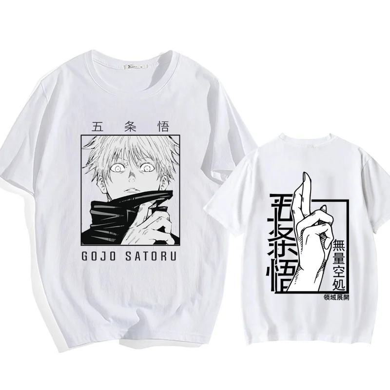 Japanese Anime Punk Gojo Satoru Printed Loose T-shirt Harajuku Casual Y2k Streetwear Tops 100% Cotton