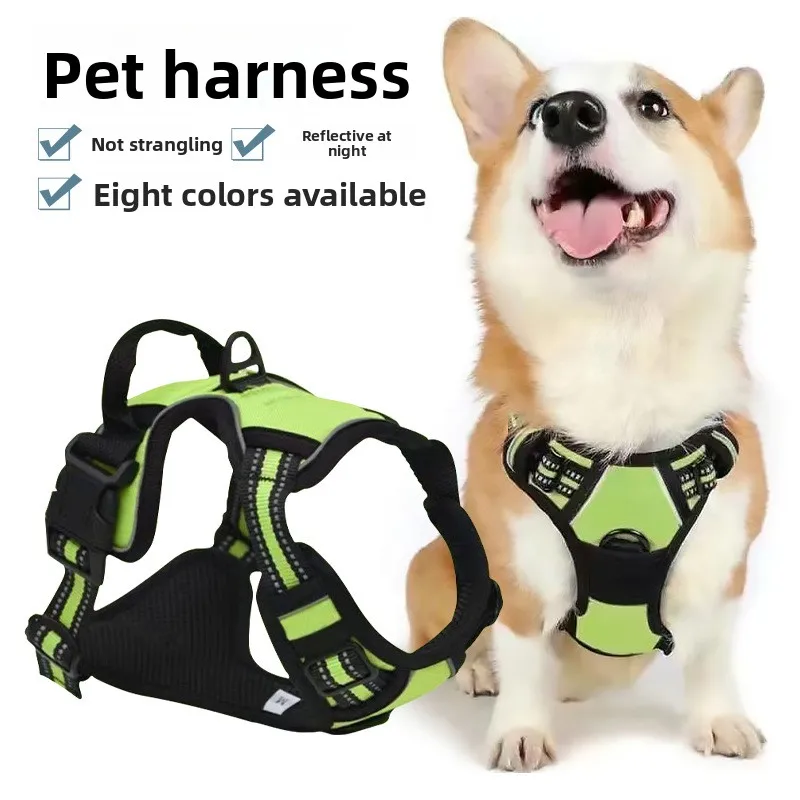 

New Pet Chest Back Explosion-proof Traction Rope Vest Style Dog Traction Rope Double-layer Breathable Reflective Dog Leads
