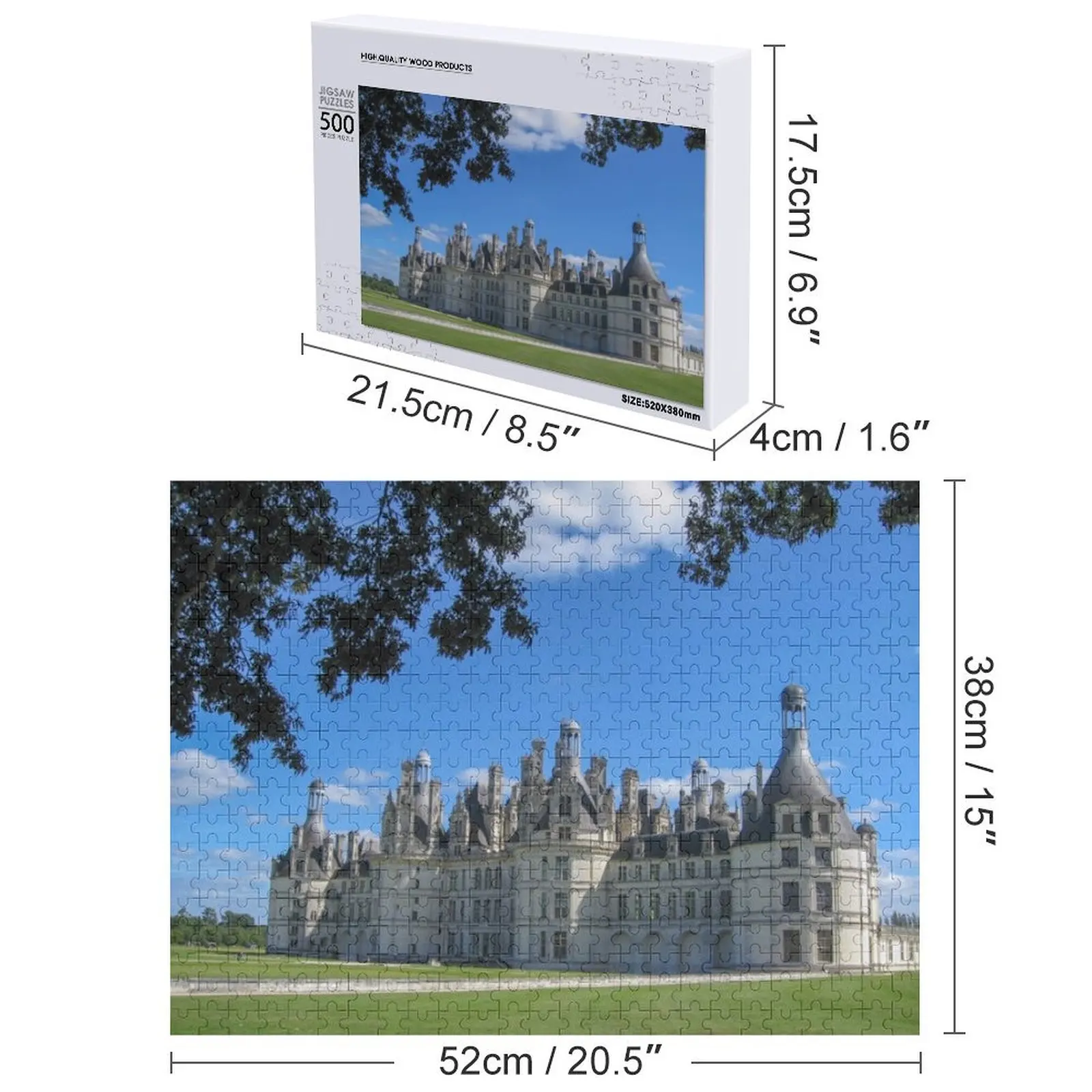 Chateau de chambord Jigsaw Puzzle Giocattoli per bambini Scatole di legno Puzzle con motori in scala fotografica personalizzata