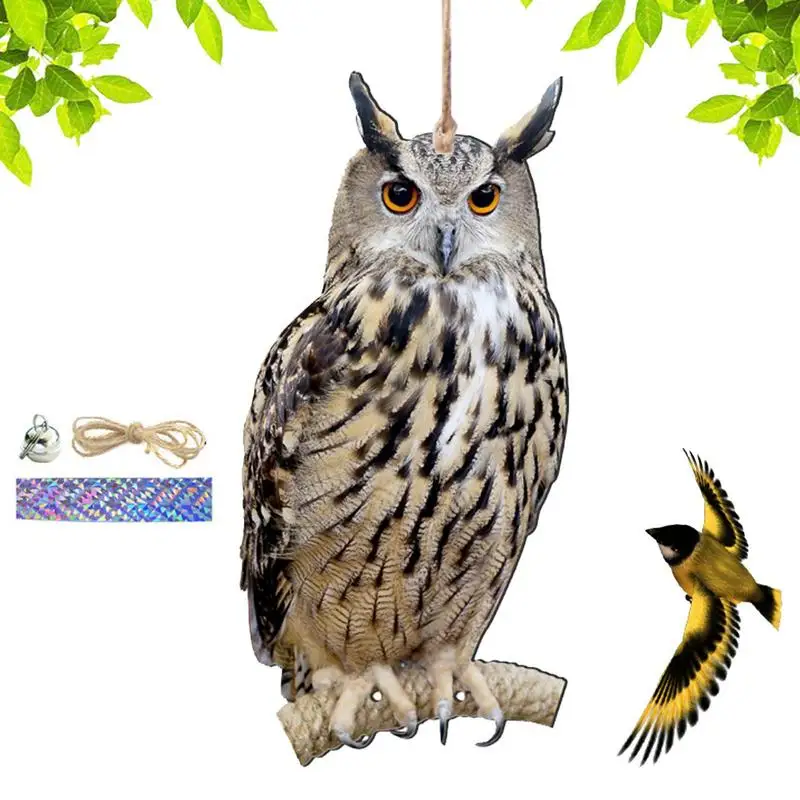 Bird Repel Scarecrow Durable Owl Scarer Pendant Bird Repellent Bell Pastoral Orchard Bird Scare Home Supp Home (Flat style)