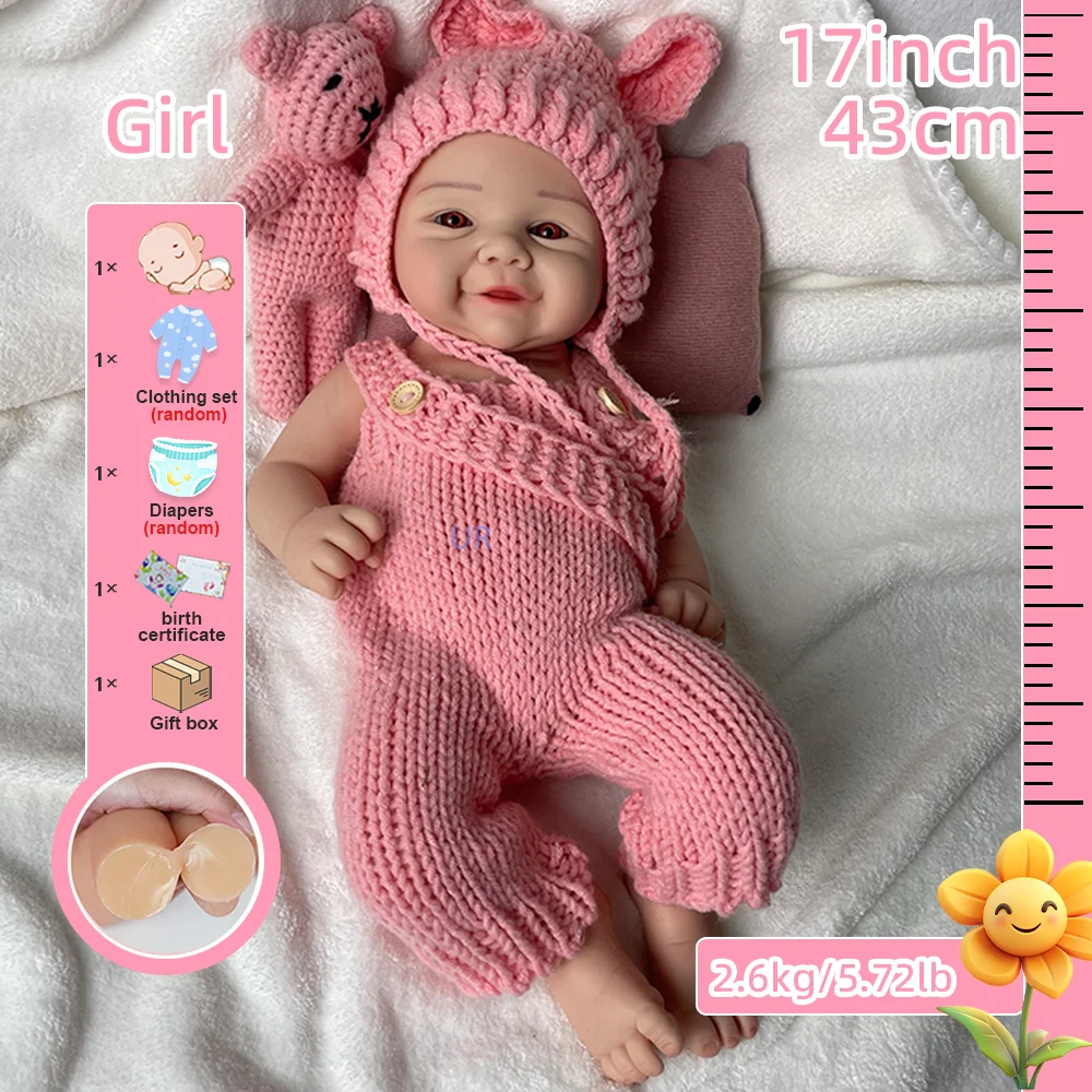 18 Inch Silicone Reborn Baby Dolls Girl Lifelike Newborn Babies Dolls Handmade Painted Doll Artist Collectors Doll Enthusiasts