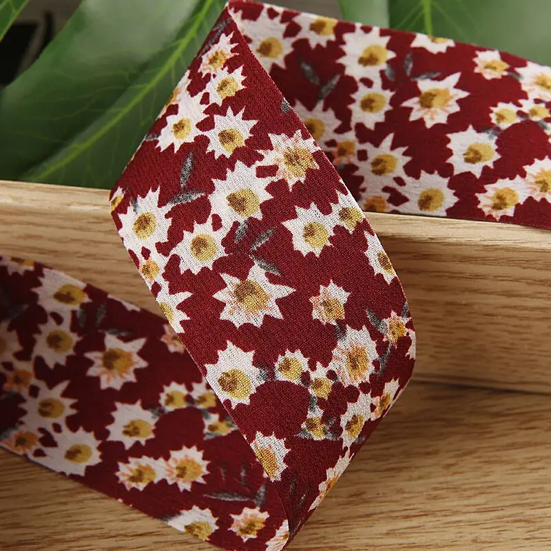 10 Yards 25MM 40MM Double Sided Flowers Ribbon DIY Handmade Materials Headwear Hair Bows Clothing Accessories Home Crafts