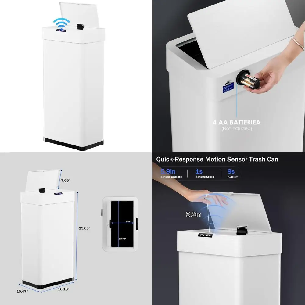 

Touchless Automatic 13.2 Gallon Trash Can with Motion Sensor, Brushed Stainless Steel, Smart Bin, and Bag Holder for Hygienic Wa