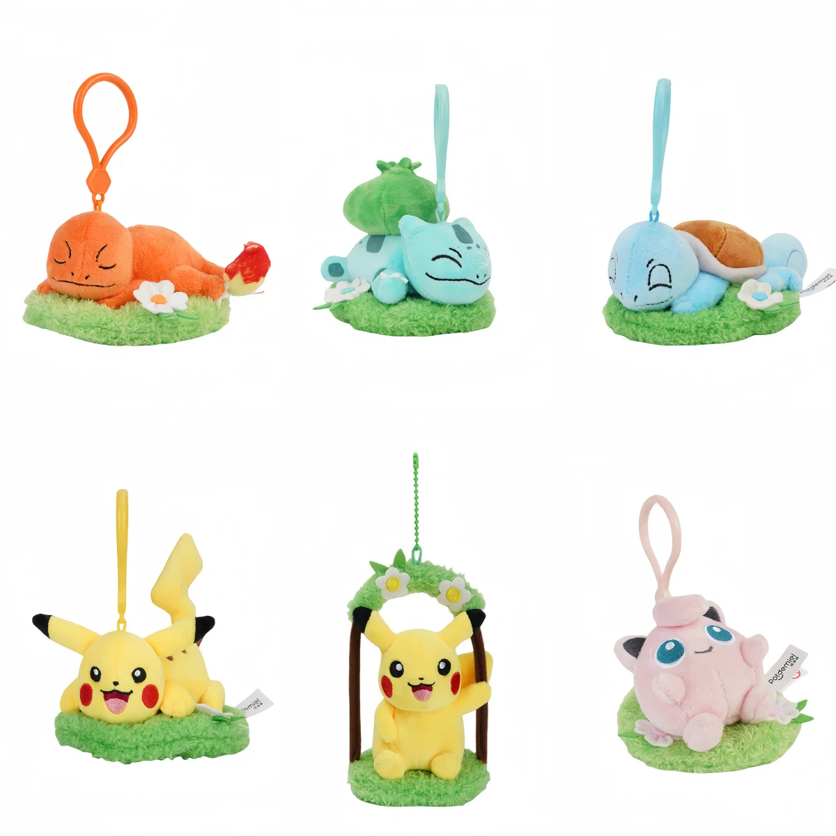 البوكيمون بيكاتشو تشارماندر جيجليبف Bulbasaur المفاتيح ألعاب من نسيج مخملي الكرتون ولطيف على ظهره قلادة هدية للأطفال