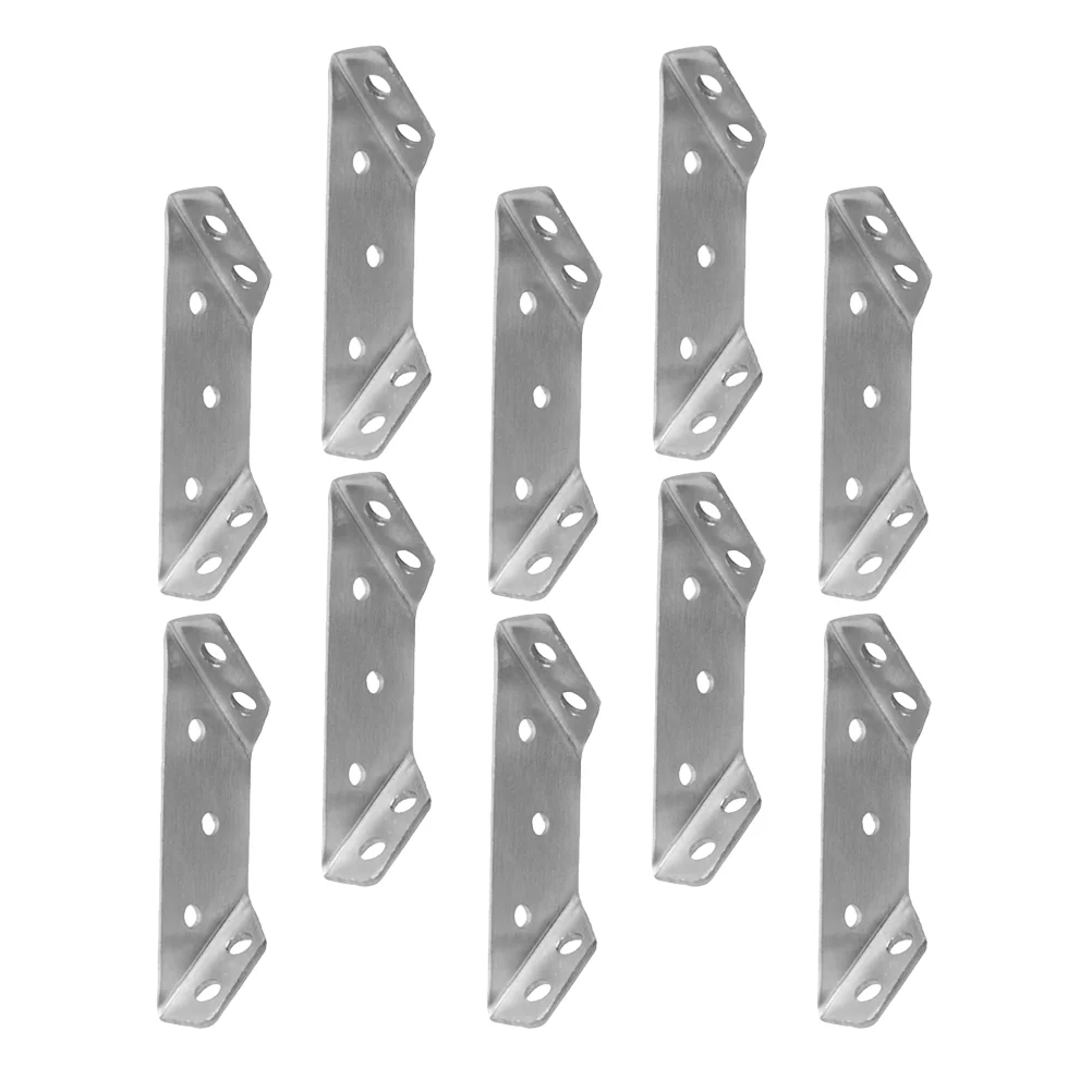 10 Pcs Stainless Steel Corner Brackets 90 Degree Shelf Braces Kitchen Cabinet Support Heavy Duty Installation Hardware Silver