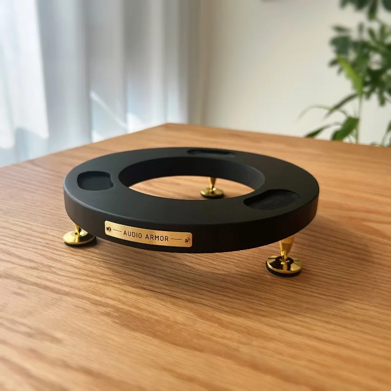 Solid Wood Speaker Stand for Harman SoundSticks Black Acoustic Isolation Pads Vibration-Damping Desktop Riser, Storage Stand