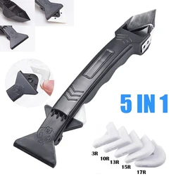 5in1 Silicone Scraper Glue Remover Knife Angle Beauty Crevice Spatula Tool Grout Scraper Kit Multifunction Coner Caulking Tool