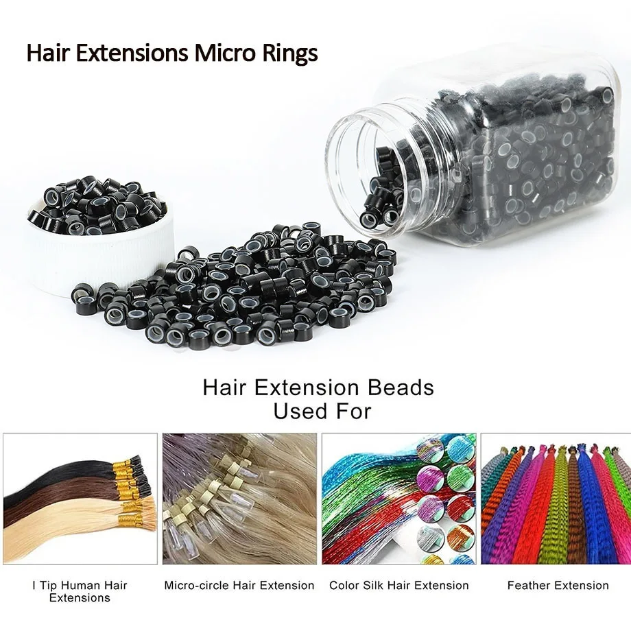 Siliconen Micro Ring Hair Extensions Micro Ringen Kralen Extensie Kralen Micro Ring Siliconen Haarverlenging Accessoires Tool