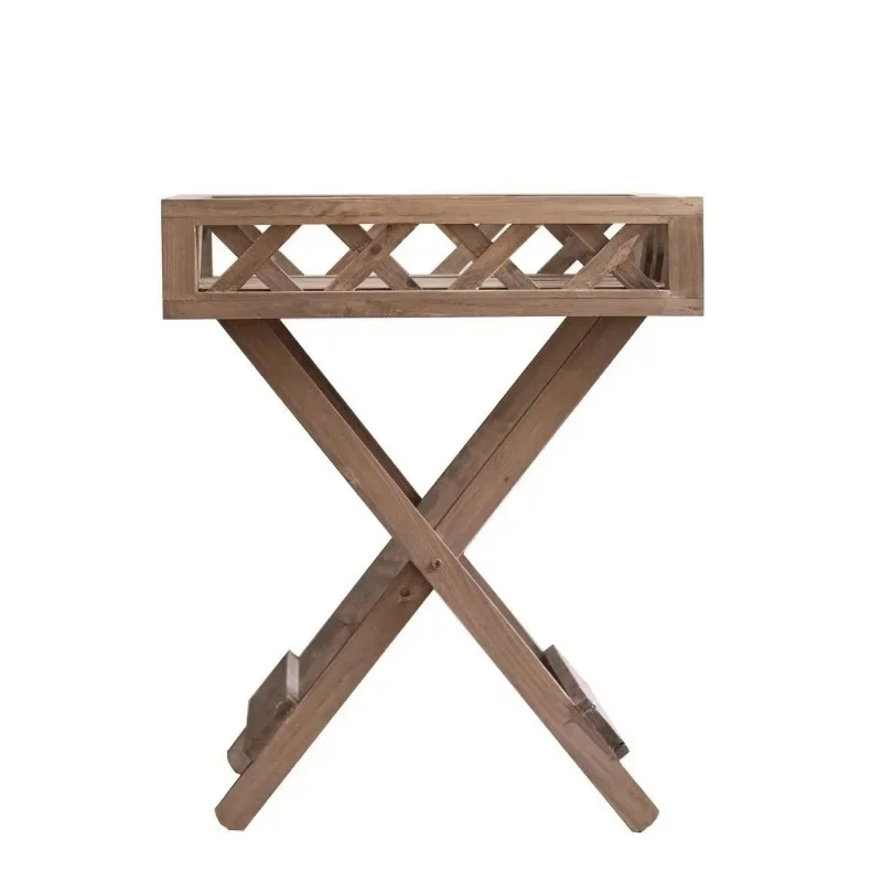 Outdoor flower planting workbench Solid wood succulent floral tool storage Flower rack Balcony gardening console