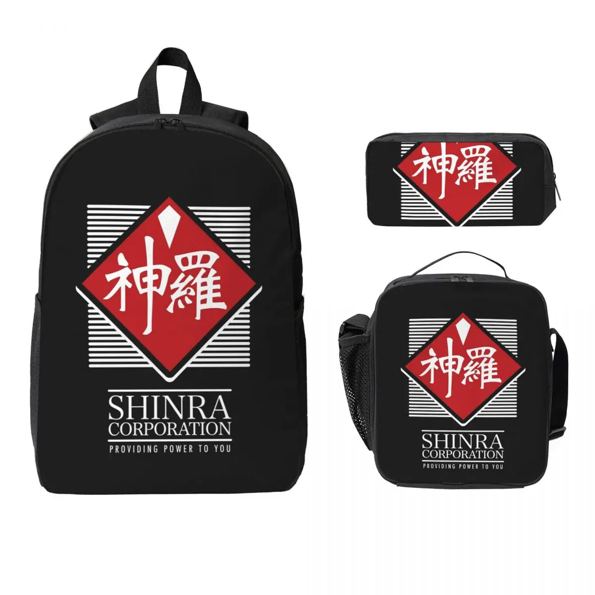 

Final Fantasy VII Shinra FF7 Backpack Boys Girls BookBag School Bag Laptop Shoulder Bags 3ps Insulated Lunch Bag Pencil Case