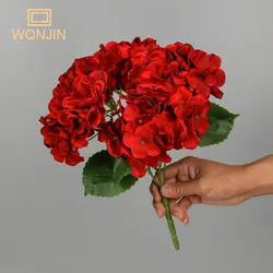 5 Heads Hydrangea Silk Flowers Red Pink Hydrangea Artificial Flowers Fake Bouquet Flower Arrangements for Home Wedding Decor