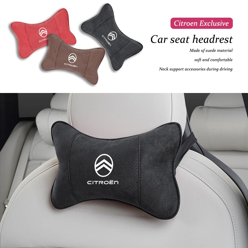 Car Suede Headrest Neck Support Auto Seat Accessories For Citroen Celysee C6 C3 C5 C1 C2 Aircross Picasso Cactus Berlingo Saxo