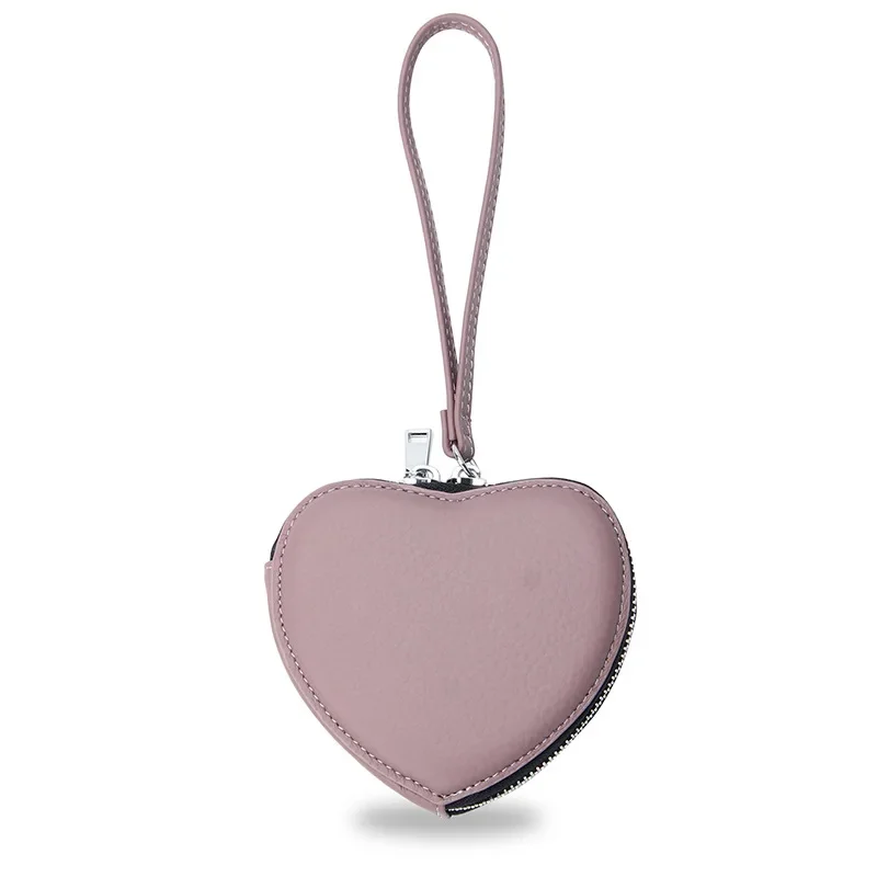 Amour porte-monnaie coeur portefeuille mignon coeur forme femmes fermeture éclair petit portefeuille en cuir véritable porte-monnaie pour les filles