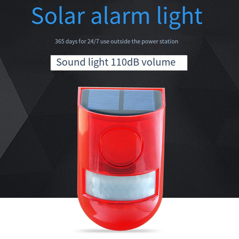 Solar Security Light Alarm IP65 Waterproof LED Motion Sensor Light Alarm Outdoor Motion Red Shell Sensor Alarm