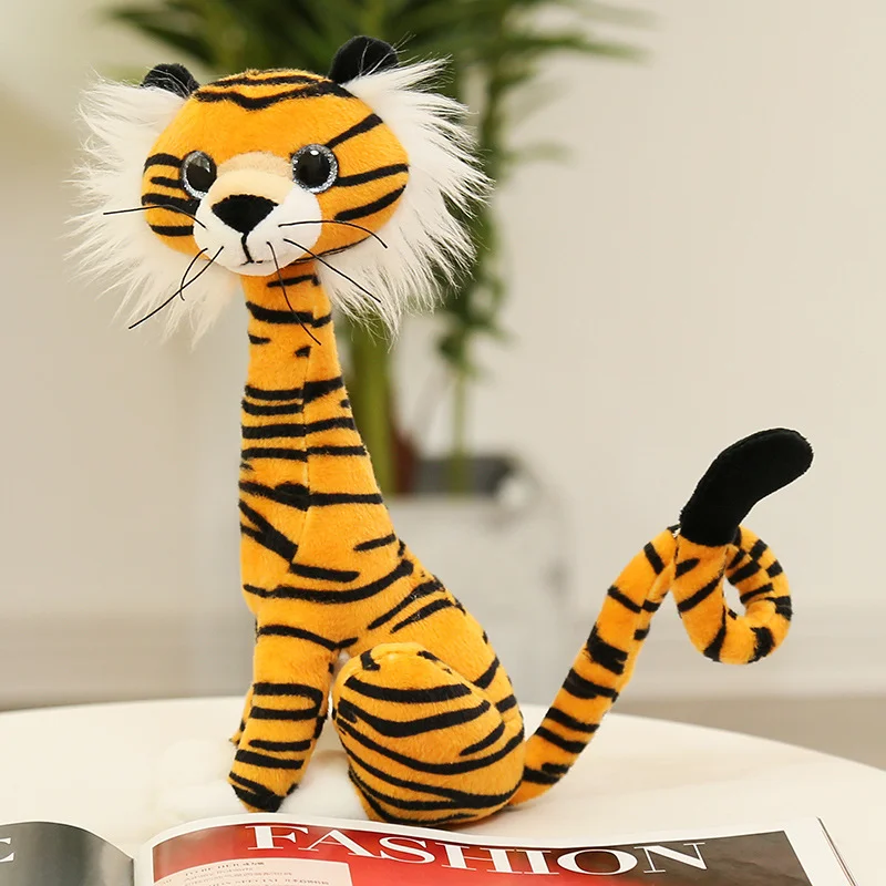 

25cm Simulation Jungle Animal Plush Toys Super Soft Stuffed Animal Toys Tiger Cat Lion Dog Dolls Room Decor Kids Birthday Gifts