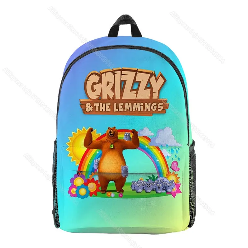 Boys Girls Grizzy and the Lemmings 3D Print Backpacks Kids Cartoon Bookbags Students Anime School Bags Unisex Teens Travel Bags