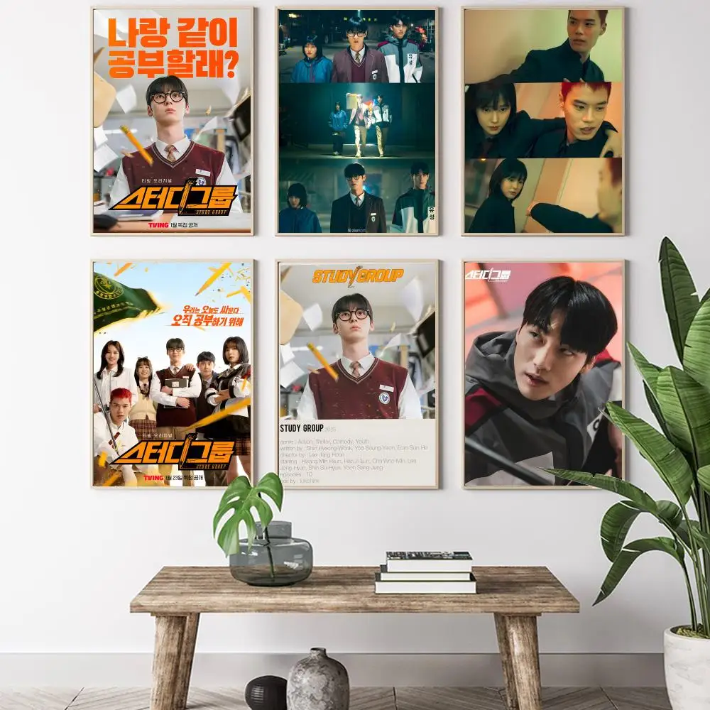 Hot Kdrama S-Study Group Poster HD-Kunstposter, selbstklebend, wasserfest, für Zuhause, Wohnzimmer, Schlafzimmer, Bar, ästhetische Dekoration