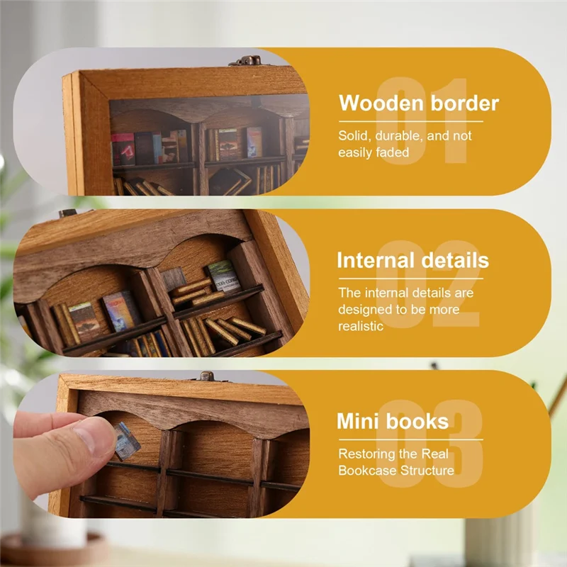 رف كتب صغير من BAAU، رف كتب يهز القلق الخاص بك، رف كتب مصغر، رف كتب صغير مصنوع يدويًا، كتاب مصغر #6
