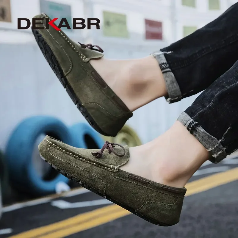 DEKABR Genuine Leather Men Shoes Luxury Brand Casual Slip On Formal Loafers Men Moccasins Male Driving Shoes Warm Loafers