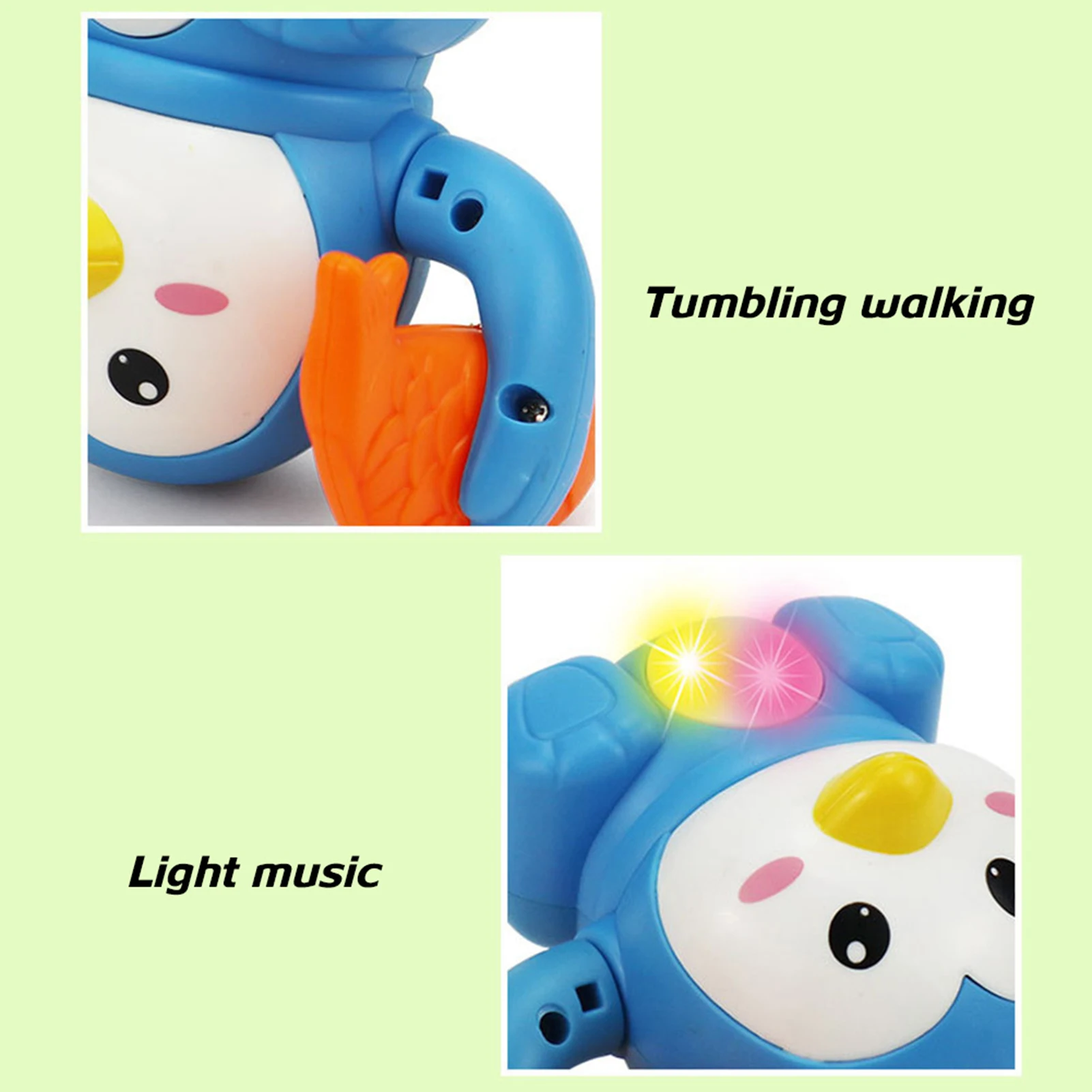 Voice Control Rolling Little Tiger Toy com luz e som para crianças, desenhos animados, brinquedos elétricos de pato rastejante, novo, quente