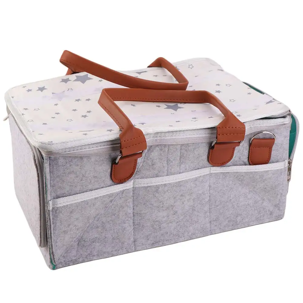 

Felt Cloth Mommy Tote Bag Large Capacity Non-Woven Fabric Foldable Baby Diaper Bag Foldable Design Portable Bag